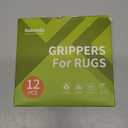 Rabenda 12 Pcs Rug Tape, Non Slip Rug Pads Grippers for Hardwood Floors and Tiles, Reusable Carpet Tape for Area Rugs, Double-Sided Adhesive Rug Stickers Keep Corners Flat (Black)