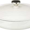 Lodge Essential Enamel Braiser - Refrigerator- & Oven-Safe up to 500 F - Heat-Retaining, Induction-Safe & PFAS-Free Enamel Cookware - 3.6 Quart, Oyster White