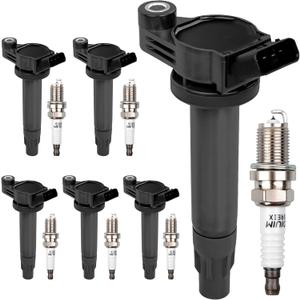 HQPASFY UF506 Ignition Coils & Iridium Spark Plugs Pack Set of 6 Compatible with Lexus ES330 RX330 RX400h 2004-2009, Toyota Camry Highlander Sienna Solara V6 3.3L 2004-2010 Repalce#E1006, C1452