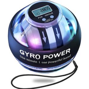 Curaball Hand ExerciserTorque Ball Strengthener with Counter, LED Lights, Auto-Start Gyroscopic Wrist Trainer for Arms, Fingers & Forearms, Grip Training Tool for Home