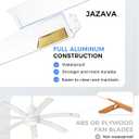 72 Inch White & Gold Ceiling Fan,Smart Ceiling Fan with Voice Control,Large Ceiling Fan With 8 Aluminium Metal Blades,CF04BGW-72