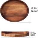 SARUFO Acacia Wood Round Ottoman Tray Decorative Serving Tray with Handles for Coffee Table, Breakfast in Bed, Living Room, Kitchen Counter, Candle Display, Tea Party, Lunch, Dinner, Bathroom