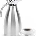 Thermal Carafe Stainless Steel Double Walled Vacuum Insulated Coffee Pot with Lid, 1.5L Large Capacity, European Design, Multipurpose Insulated Coffee Maker