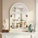 White Arched Window Mirror for Wall Decor, Farmhouse Wall Mirrors