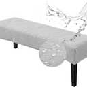 Genina Stretch Jacquard Dining Bench Cover - Anti-Dust Removable Bench Slipcover Washable Bench Seat Protector Cover for Living Room, Bedroom, Kitchen-Light Gray