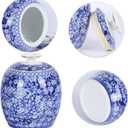 Traditional Chinoiserie Round Ginger Jars Blue and White Porcelain Series Ceramic Storage Jars with Sealed Lids,for Home/Kitchen/Dining Table Decoration (Melon Jar)