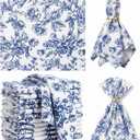Mindsoft 12 Pack Blue Floral Cloth Napkins 18x18 Inch Reusable Linen Cotton Dinner Napkins Vintage Blue and White Table Napkin Cloth for Wedding Banquet Bridal Party Supplies