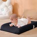 Aullar Solid Changing Table Pad Cover Cradle Sheet, Fits 32"/34''x16 Contoured Diaper Changing Pad, Ultra Soft Cozy Dots Plush Changing Table Covers, Breathable Wipeable Removable (Black)