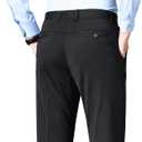 Mylldey Men's Regular Fit Dress Pants Casual Business Flat Front Mens Wrinkle Free Comfort Stretch Pants (Black), 