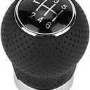 Pissente Gear Shift Knob Kit, 5/6 Speed Black ABS Universal Car Gear Shift Knob Stick Head Shifter Hanldle Lever Round Gear Shift Handle Car Shifter Adapter Car Styling Accessory (6 Speed)