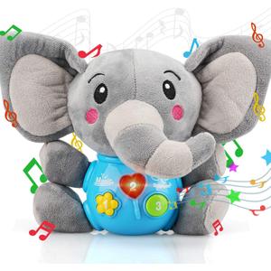 STEAM Life Baby 3-6 Months Boy Gifts Musical Toys Plush Elephant Infant 0-6 6-12 Month Light Up Stuffed Animal for Newborn Toddler