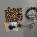Wristlet Wallets for Women Cute Keychain Wallet with AirTag Holder RFID Small Credit Card Holder Boho Beaded Wallet Keychain WristletLeopard