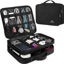 MATEIN Cable Organizer Bag, Large Travel Storage Bag Sturdy Tool Case with Handle for Phone Cord Electronics Accessories, Carrying Case for Tablet (Up to 12.9inch), Powerbank, Hard Drive, Black