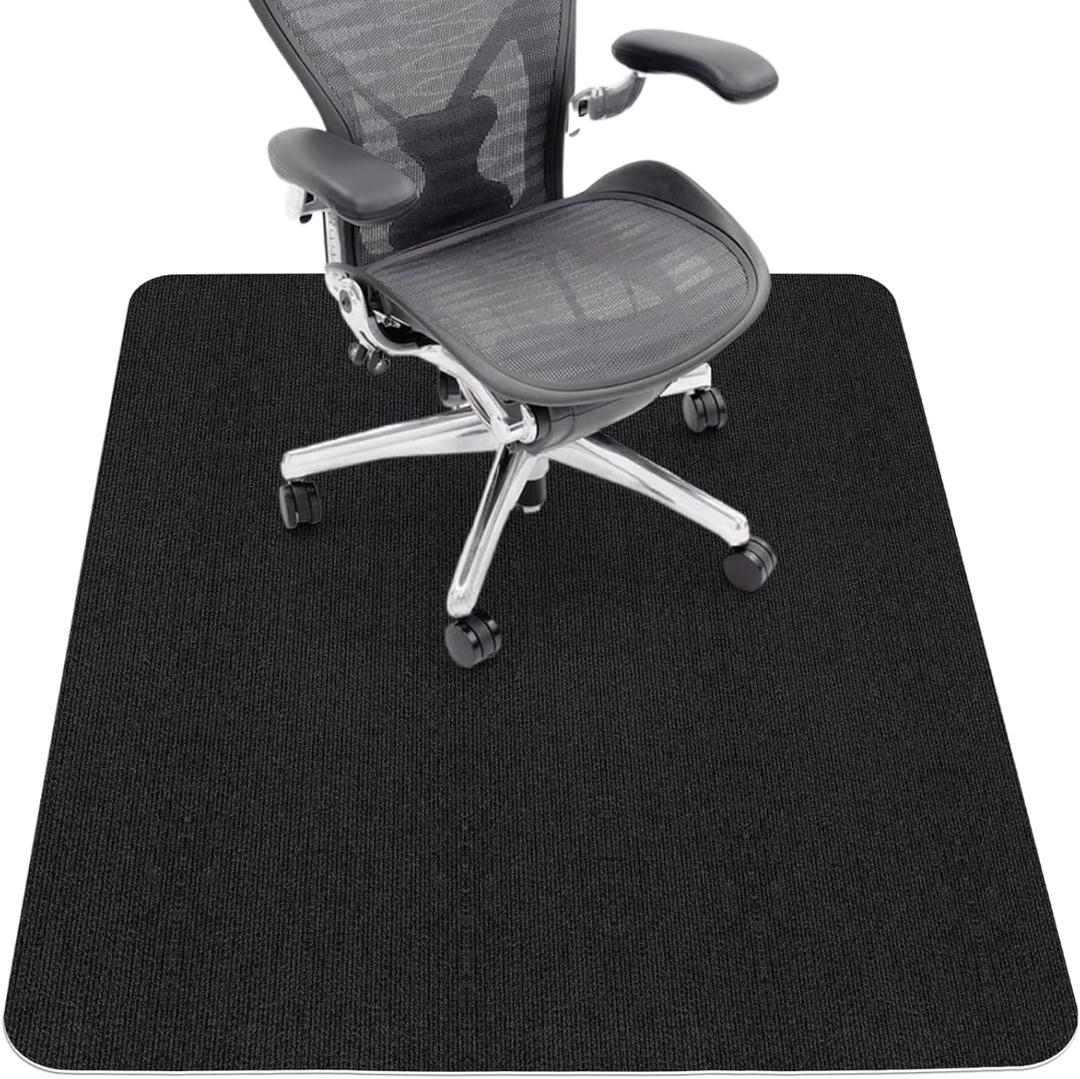Sycoodeal Office Chair Mat for Hardwood Floor,Office Computer Gaming Chair Mat for Tile Floor,Large Floor Protector Rug,Anti-Slip,Easy to Clean,Pure Black(48"x36") (Black (1 Pack))