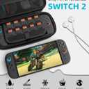 TiMOVO Carrying Case for Nintendo Switch 2 (2025), Large Capacity Protective Hard Shell Portable Travel Case Pouch for Switch 2, with 10 Game Card Slots and Pockets for Console & Accessories, Blue