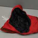 Red Costume Hat With Gold Trim And White Feathe