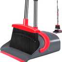 Broom and Dustpan Set,Broom with Dustpan Combo Set Dust pan with Long Handle, for Home Kitchen Room Office Lobby Floor Use Upright Stand Up(Gray&Red)