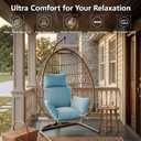 Egg Chair Cushion with 8 Securing Straps, Water-Repellent & Fade-Resistant Faux Linen, Removable Cover, Replacement Cushion for Most Single Outdoor Hanging Swing Egg Chairs Teal