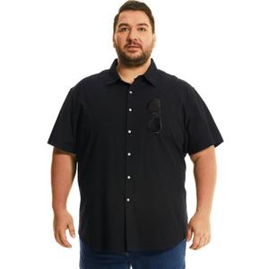 HOdo Big and Tall Mens Cotton Button Down Shirt 2XL-6XL (6X-Large Big Tall, Black)