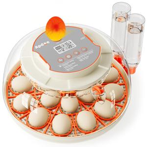 18 Egg Incubator, Automatic and Adjustable Egg Turning, Egg Candler, Temperature and Humidity Control, Hatch Day, 2 Size Egg Tray, Automatic Water Refill, Hatching Chicken Quail Duck Turkey Goose Bird