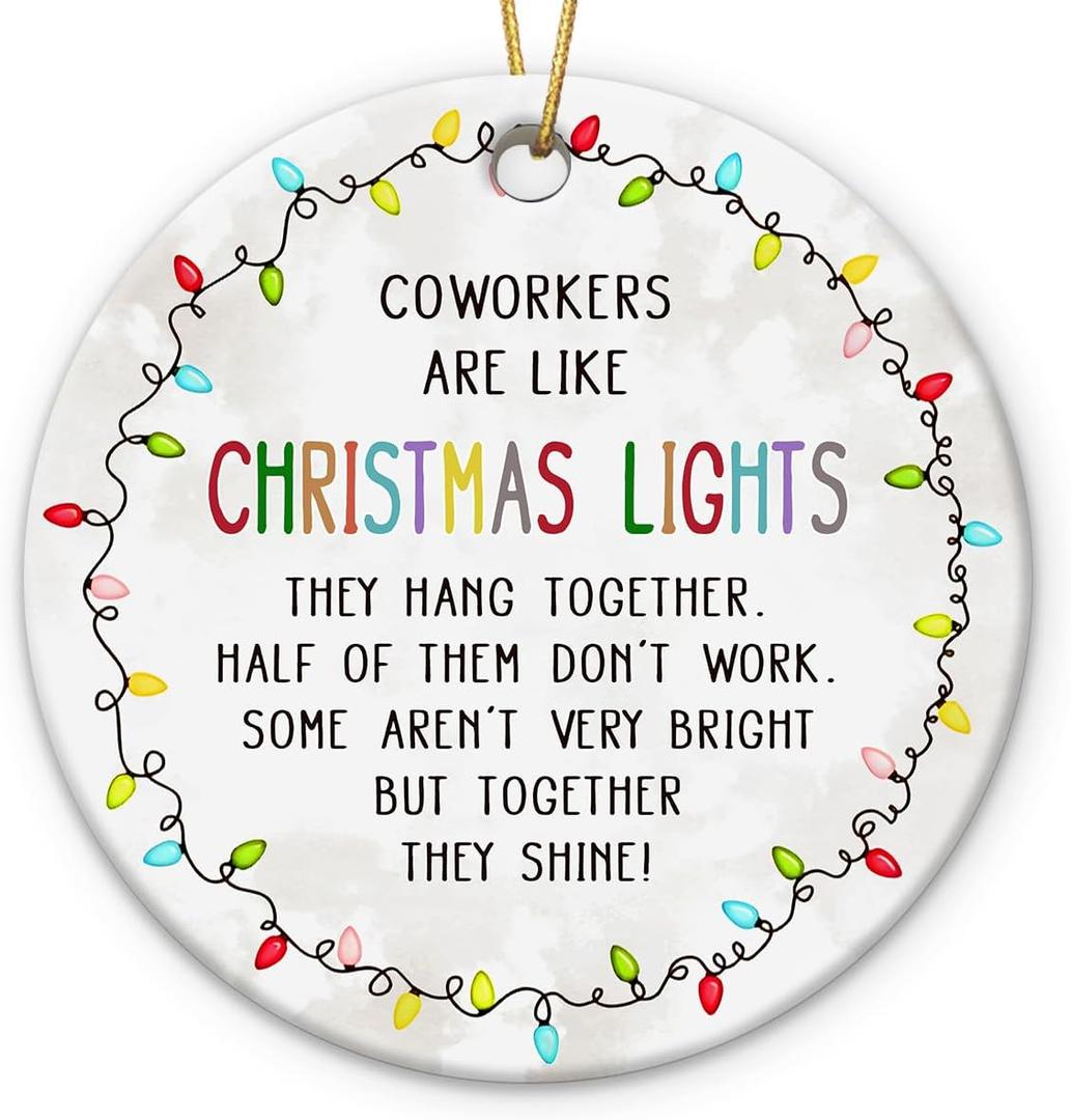 Coworker Christmas Ornaments 2025 - Appreciation Gifts for Coworkers Women, Meaningful Work Besties Gifts for Women Men, Team Ceramic Ornament for Christmas Tree Decorations