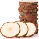 Fuyit Unfinished Wood Slices with No Hole, 20 Pcs 3.5-4 Inches Natural Wooden Circles with Bark for DIY Crafts, Christmas Ornament, Decoration