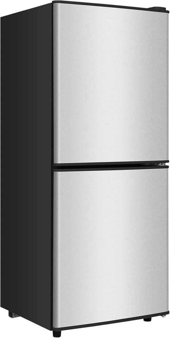 Compact Refrigerator with Freezer 4.2 Cu. Ft. 2-Door Dorm Fridge with Adjustable 7-Level Thermostat, Small Refrigerator with Freezer for Home, RV, College Dorm, Apartment, Office, Silver