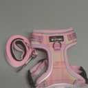 No Pull Dog Harness and Leash Set-Reflective Plaid Design, Adjustable & Comfortable with Front D Ring for Small Medium Dogs (XS, Pink Plaid)