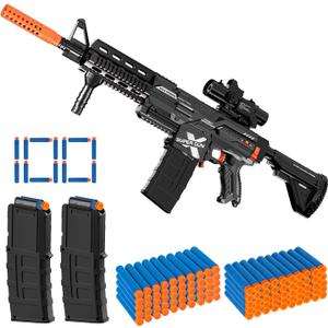 Electric Automatic Toy Gun for Guns Sniper Soft Bullets Shoot Faster Burst Soft Bullets Toy Gun for Boys, Toy Foam Blasters & Guns with 100 Toy Sniper Darts for Kids Black