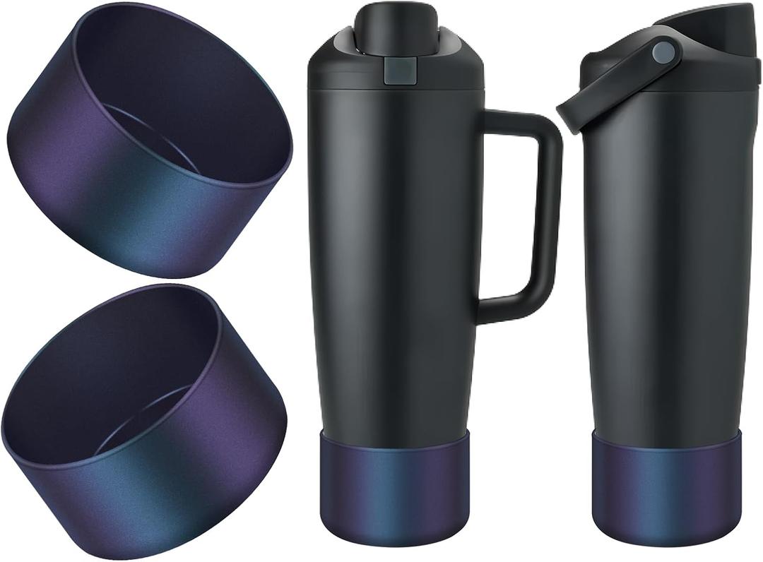 2PCS Silicone Boot Compatible with Owala 30oz & 40oz FreeSip Sway Bottles & Tumblers, Protective Anti-Slip Bottom Cover Sleeve for Freesip Sway Tumbler (Chameleon Blue Purple)