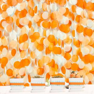 205 Ft Orange Party Decorations Big Circle Dots Backdrop Garland Ombre Orange Tissue Paper Polka Dot Hanging Streamer for Birthday Engagement Wedding Fall Autumn Thanksgiving Harvest Party Supplies