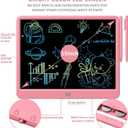 FLUESTON LCD Writing Tablet, Doodle Board Toys Gifts for 3-8 Year Old Girls Boys, 15 Inch Colorful Electronic Board Drawing Pad for Kids, Christmas Gifts for Toddler Educational Learning Travel, Pink