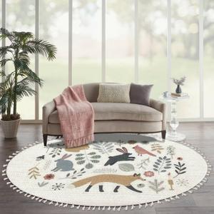 Round Rugs Hand Drawn Scandinavian Style Set Forest Animals Plants Clip Boho Area Rug Linen and Cotton Carpet Meditation Rug Washable Hallway Runner Mat Accent Rug for Bedroom Bathroom 6ft (Multi2) Round Rugs Hand Drawn Scandinavian Style Set Forest Animals Plants Clip Boho Area Rug Linen and Cotton Carpet Meditation Rug Washable Hallway Runner Mat Accent Rug for Bedroom Bathroom 6ft (Multi2)