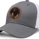 Bigfoot Sasquatch Gifts, Snapback Trucker Hats Cap Leather Patch Big Foot Gifts for Dad Men Bigfoot Lovers (Gray)