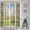 72x72inch Spring Natural Scenery Shower Curtain Sets with Hooks French Style Spring Scenery Outside Window Bath Curtain for Bathroom European White Curtain Pattern Bathtubs Stall Decor