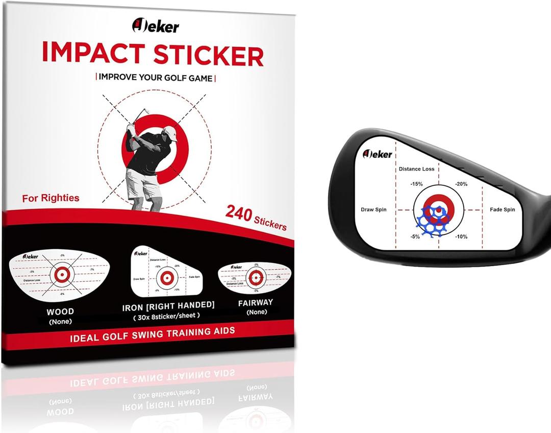 Golf Impact Tape - High-Resolution Strike Stickers for Iron, Wood & Fairway Clubs, Non-Residue, Swing Training Aid Impact Labels (Righties- 240pcs (Iron 8x30))