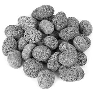 Skyflame Black Natural Tumbled Stones Round Lava Rock Pebbles for Indoor Outdoor Gas Fire Pit | Fireplaces | Garden Landscaping Decoration | Cultivation of Potted Plants | 10 Pounds | 1-2 Inch Size