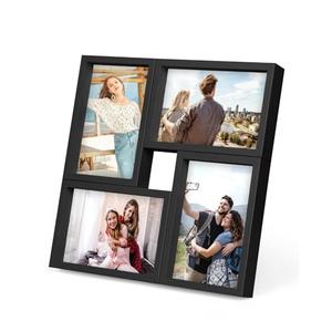 KAPIX 4x6 Picture Frames Collage, Collage Frame Wall Decor Display Four 4x6 Family Photos, Glass Front, Wall Hanging or Tabletop, Black
