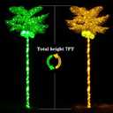 Palm Trees Decor for Outside Patio, 7.2Ft Lighting Artificial Palm Tree, Outdoor Pool Tropical Decorations for Home Party Beach Garden Park Green/Warm White