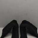 SOVANYOU Black Leather Boots Platform Boots for Women Fashion Square Toe Chunky Block Heeled Boots Side Zip, 9