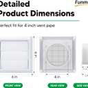 4 Inch Dryer Vent Cover for Exterior Wall Vent Hood Outlet Airflow, Dryer Air Vent with Screen with 4 Screw for Easy Installation, White