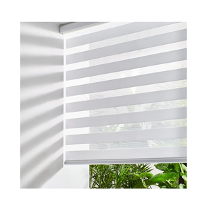 Persilux Cordless Zebra Blinds for Windows Free-Stop Roller Windows Shades (23" W X 64" H, White) Dual Layer Light Control for Day and Night, Light Filtering Sheer Shades for Home, Easy to Install
