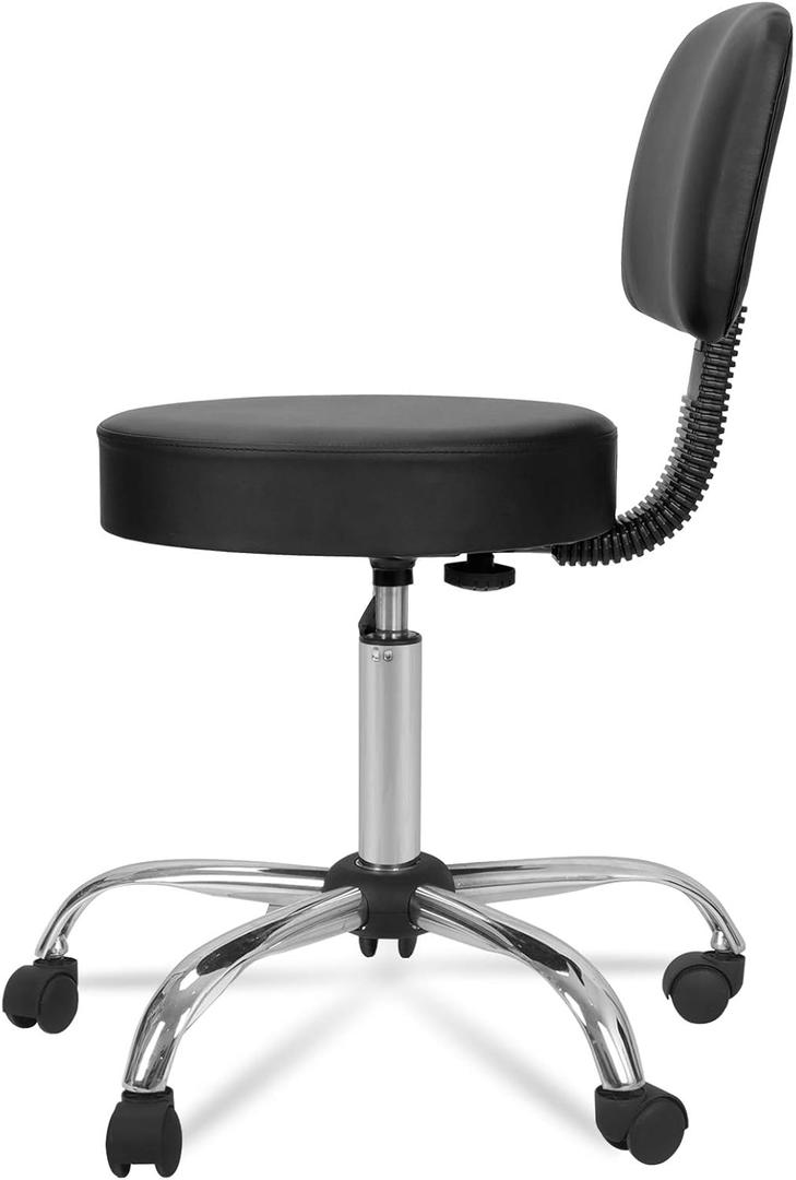 ZenStyle Height Adjustable Swivel Salon Stool Spa Drafting Salon Tattoo Work Office Massage Stools with Backrest,Black
