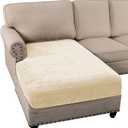 H.VERSAILTEX Stretch Sofa Cushion Covers Chenille Chaise Cushion Cover Thick Soft Sectional Couch Covers for L Shaped Sofa Both Left/Right All Seasons Universal(Chaise Cushion Cover, Cream)