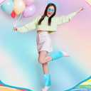 Jecery 12 Pcs Bear Group Halloween Costume Accessories Colorful Fluffy Bear Ears Headband Furry Leg Warmers and Heart Sunglasses for Halloween Cosplay Party Fancy Dress Ball