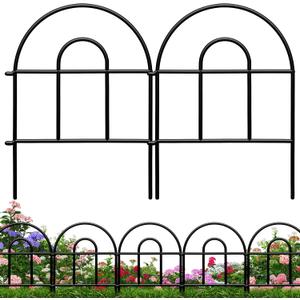 Decorative Garden Fence, 21.67ft(L) x 17in(H) Metal Fencing, 20 Pack, Black, Classic Style, Animal Barrier, Garden Border