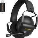 SENZER Wireless Gaming Headset with Microphone - 7.1 Surround Sound, Noise Canceling Mic, 2.4GHz Wireless & Bluetooth 5.3 - Foldable Gaming Headphones for PC PS5 PS4 (Not Xbox Compatible)