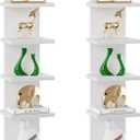 IBUYKE 5-Tier Modern Wall-Mounted Shelf, White Vertical Shelf, Floating Storage, Organizer, Tall Tower Design, Decorative Wall Mount Shelving for Home, Bedroom, Living Room, Office Decor WBC009W-2