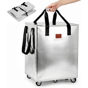 Reusable Grocery Bag On Wheels, Hauler Rolling Tote Bag, Foldable Rolling Tote Carries with Wheels