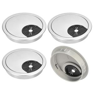 uxcell Cable Hole Cover, 4Pcs 2-3/8 Inch ABS Desk Cable Wire Cord Grommet Hole Cover for Office Computer Desk Wire Organizer, Silver